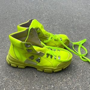 Chase and Chloe Neon Yellow Lace Up Sneakers